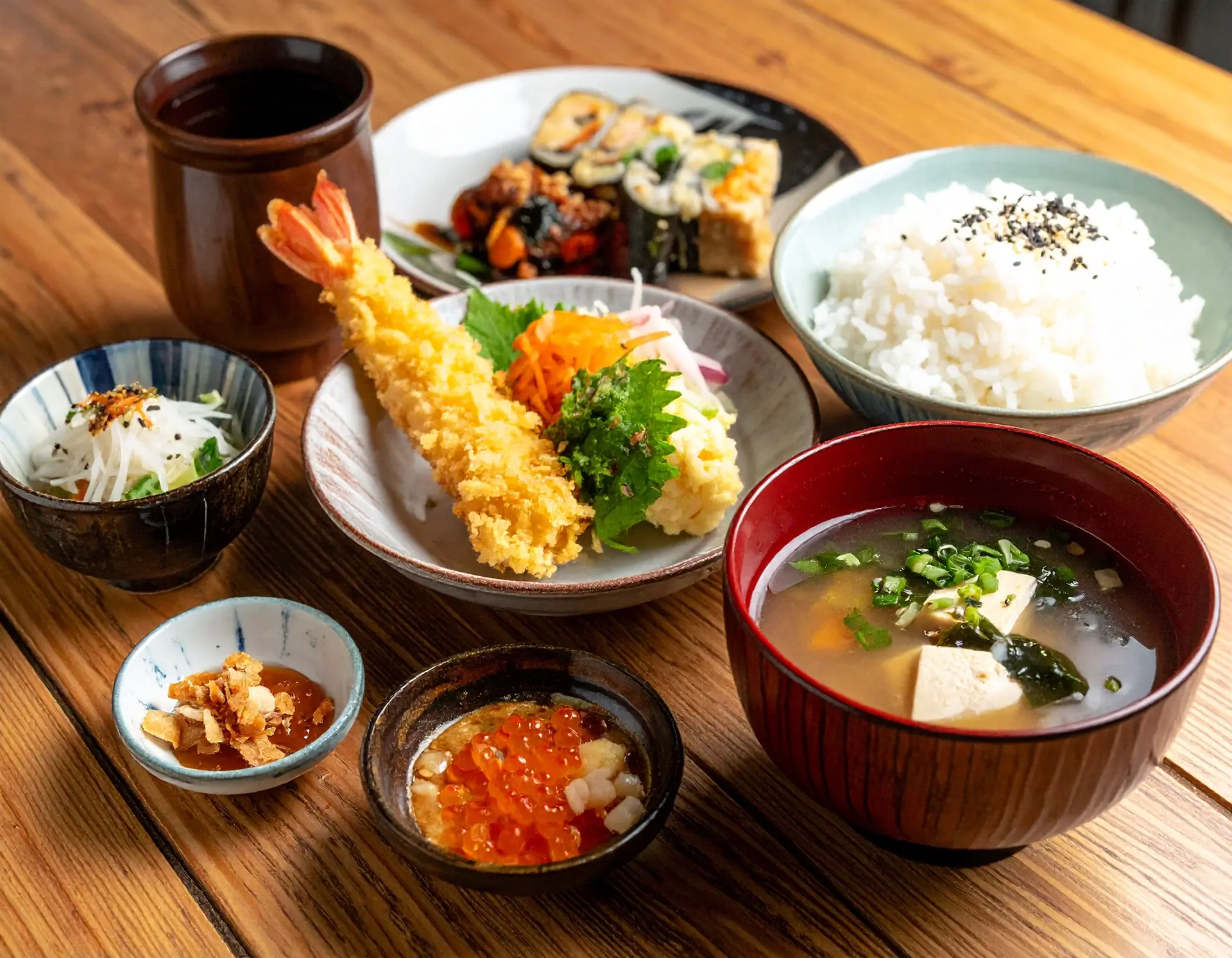 Japanese traditional dishes served beautifully
